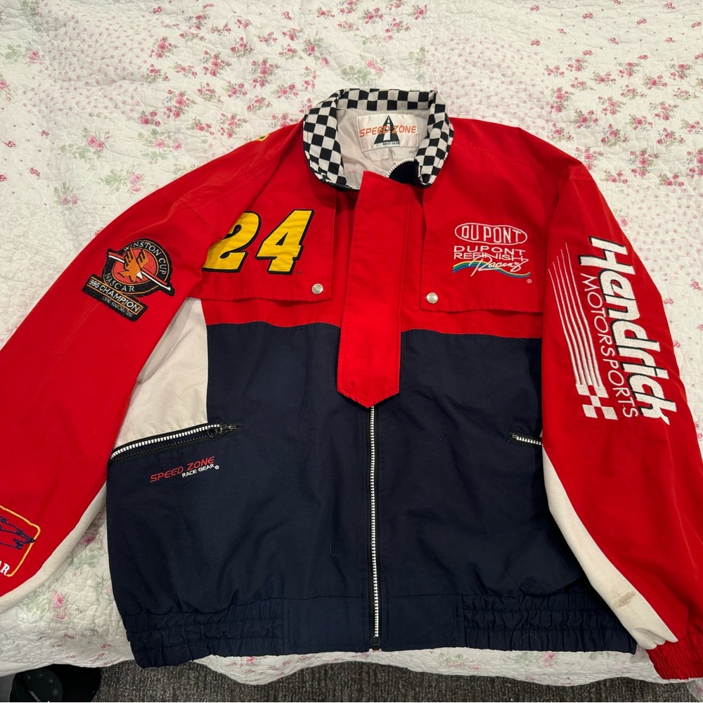 Jeff Gordon nascar racer zip up windbreaker jacket RARE size L